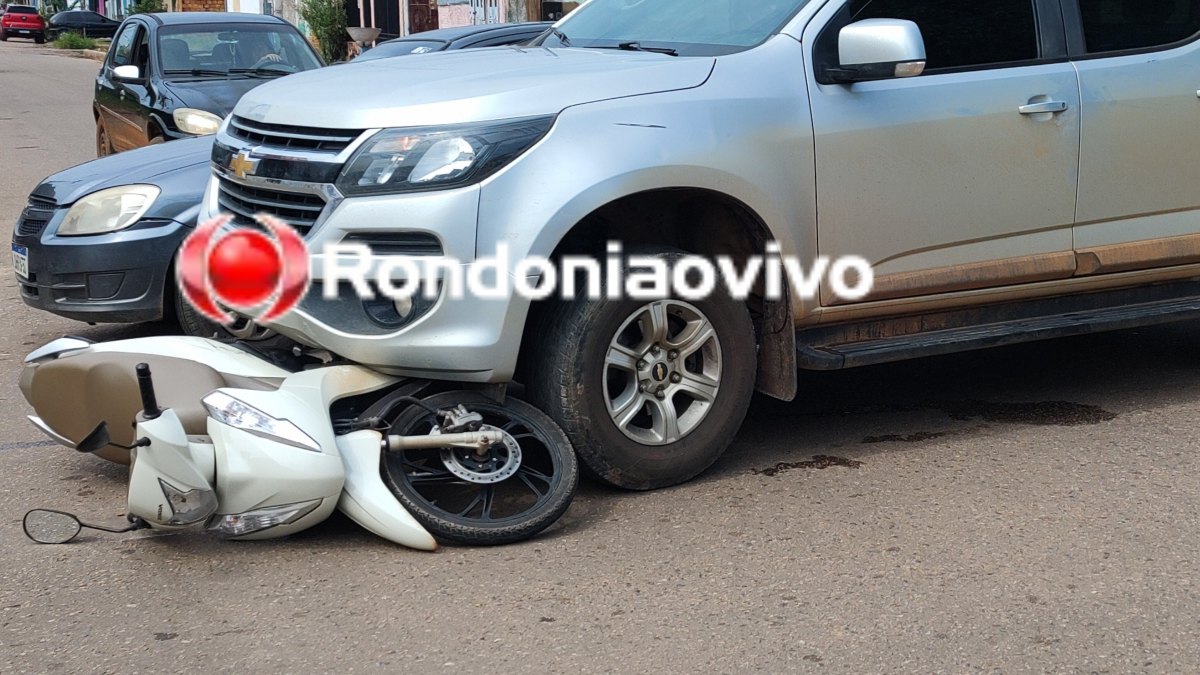 VÍDEO: Condutora de Biz avança preferencial e acaba atropelada por S10