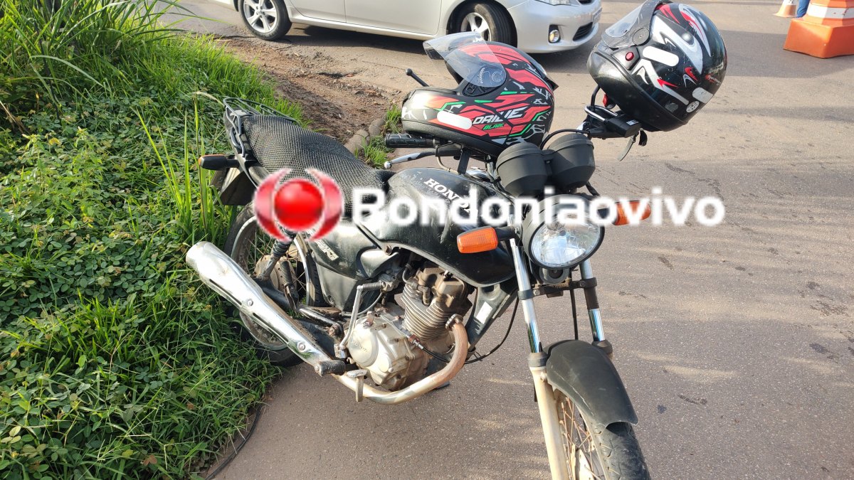 NA ROTATÓRIA: Motociclista sofre grave lesão na perna em acidente próximo ao 5° Bec