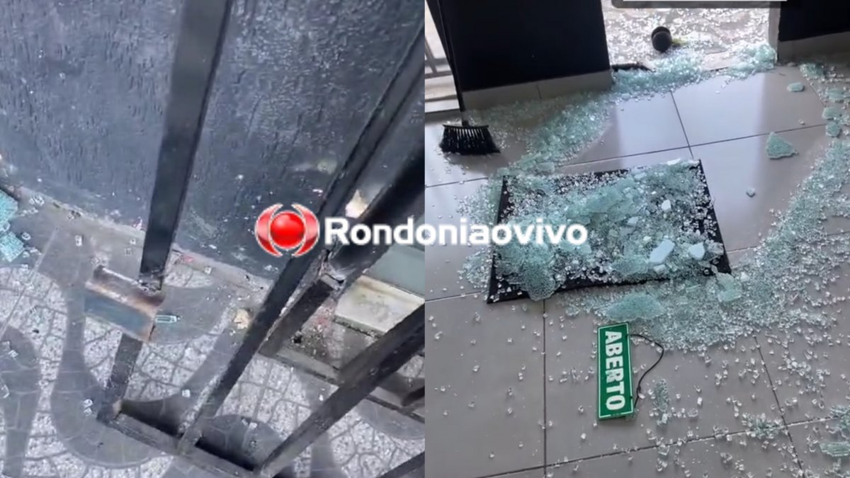 VÍDEO: Ladrões arrancam grade, quebram blindex e fazem a limpa em barbearia 