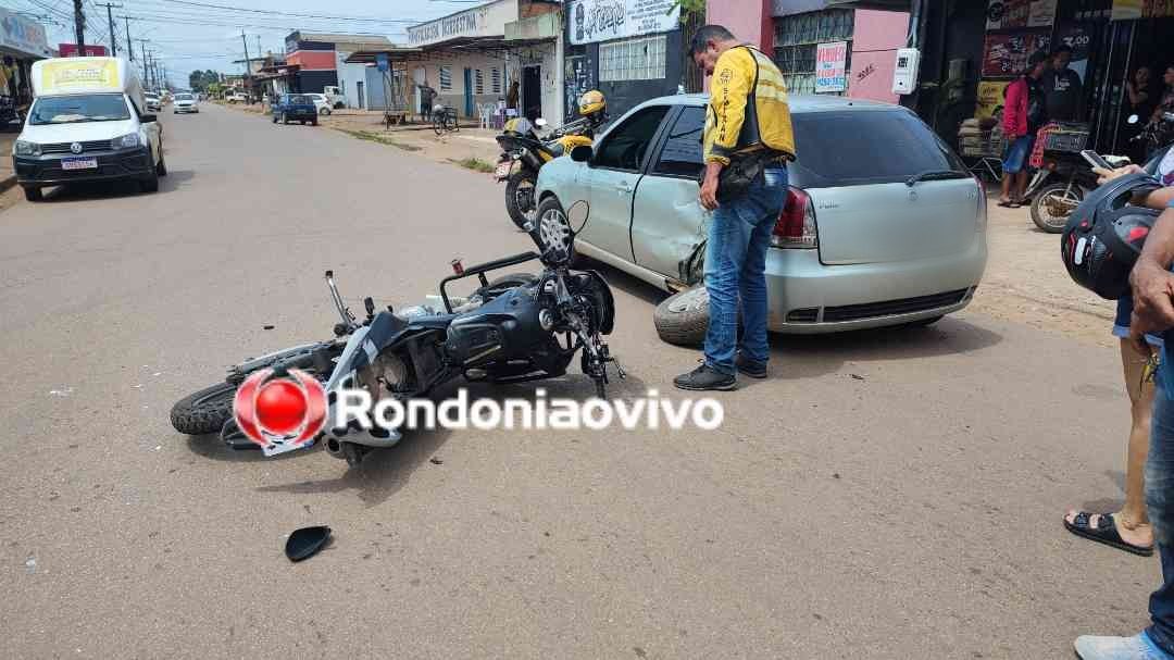 IMPRUDÊNCIA: Roda de carro é arrancada em grave batida com motocicleta 