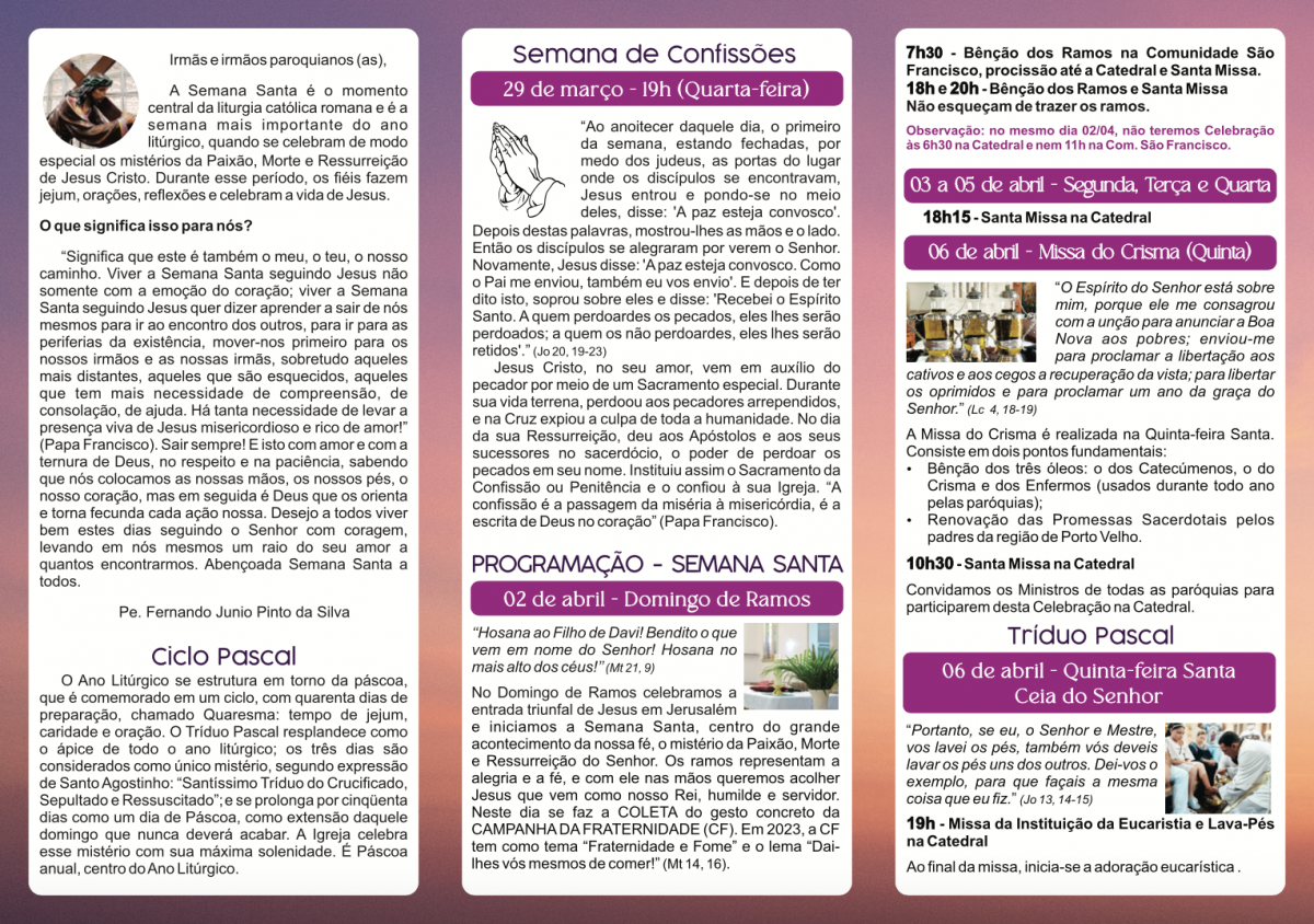 PROGRAMAÇÃO: Igrejas Católicas da capital se preparam para Semana Santa 