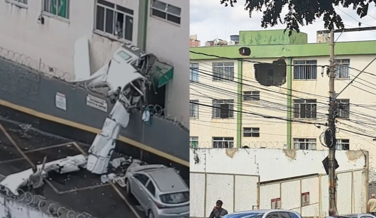 VÍDEO: Avião de pequeno porte cai e atinge prédio em Belo Horizonte