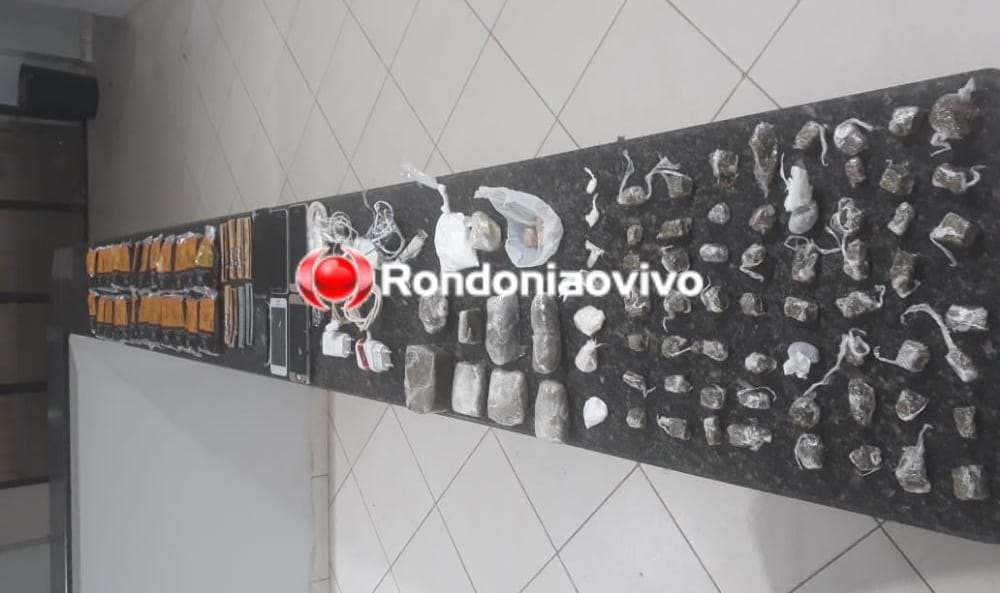 FLAGRANTE: Criminoso é preso jogando várias porções de drogas e celulares em penitenciária