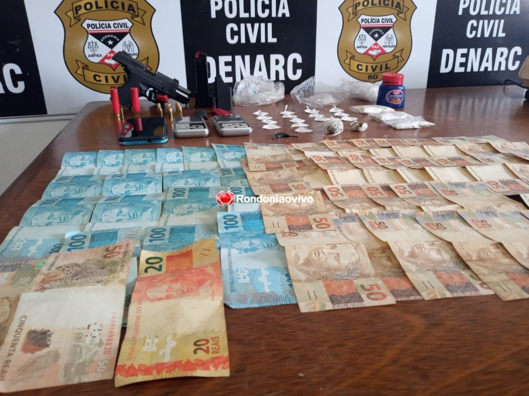 COMBATE AO TRÁFICO: Denarc flagra traficante com pistola e cocaína em boca de fumo