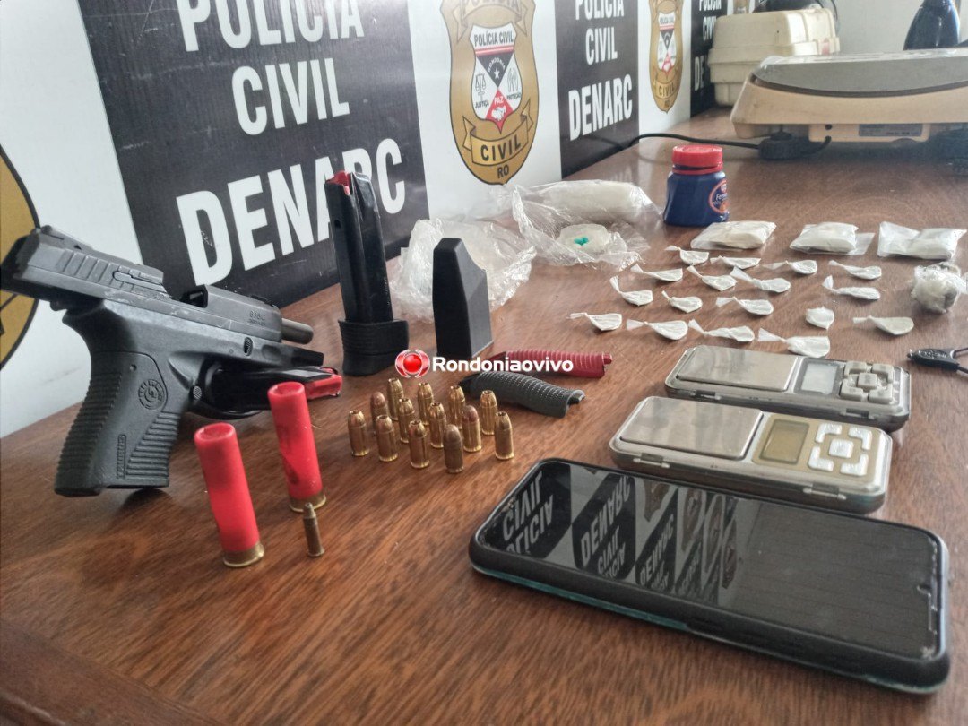 COMBATE AO TRÁFICO: Denarc flagra traficante com pistola e cocaína em boca de fumo
