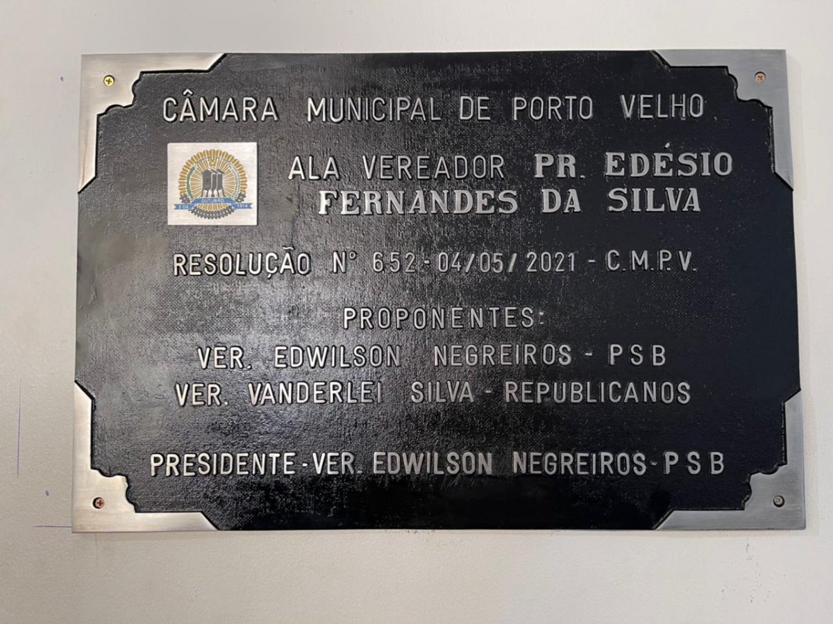 NOVA ALA: Câmara de Porto Velho homenageia pastor Edésio Fernandes