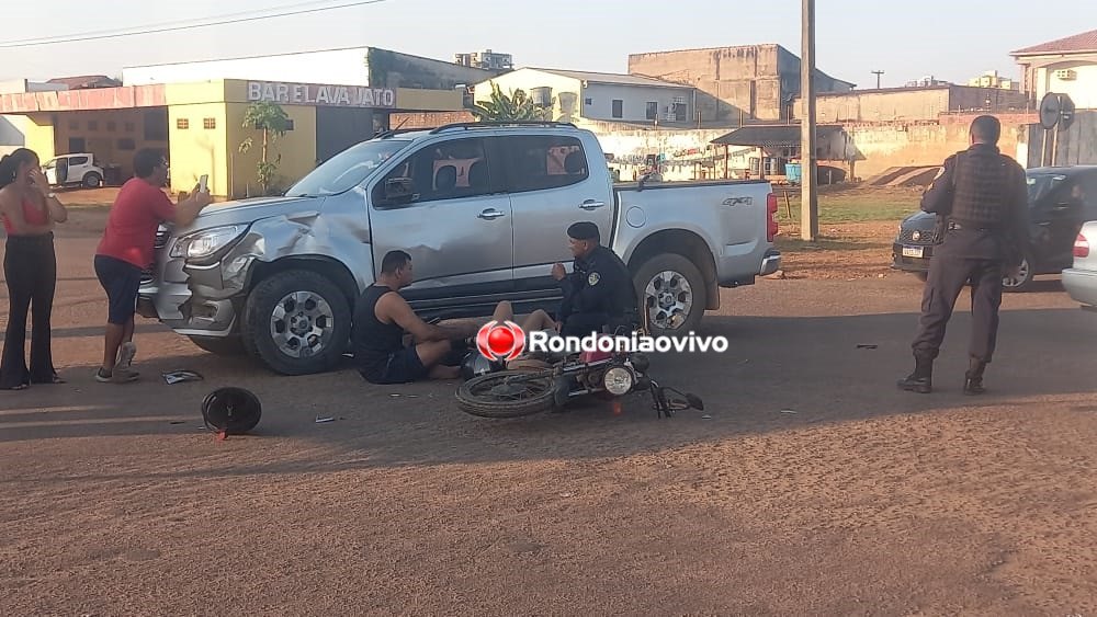 VÍDEO: Caminhonete S10 avança preferencial e deixa casal ferido