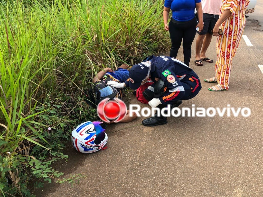 LESÃO NA CABEÇA: Idoso é atropelado por motocicleta pilotada por adolescente 