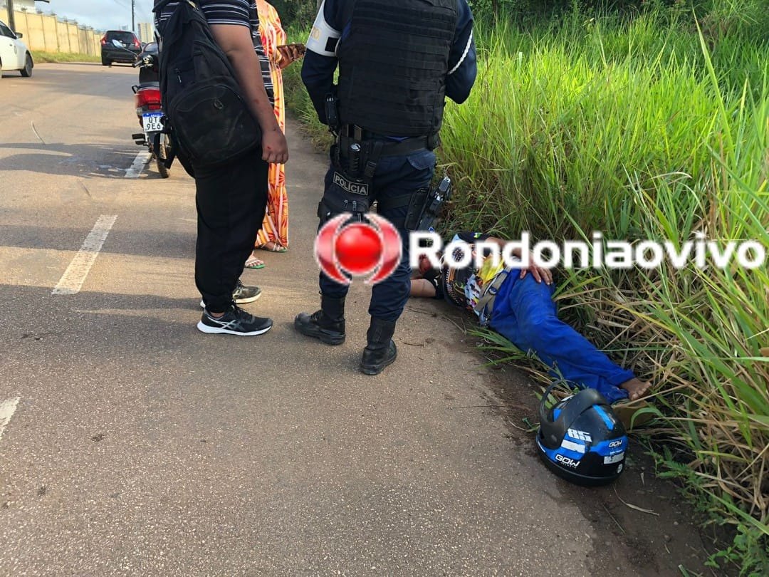 LESÃO NA CABEÇA: Idoso é atropelado por motocicleta pilotada por adolescente 