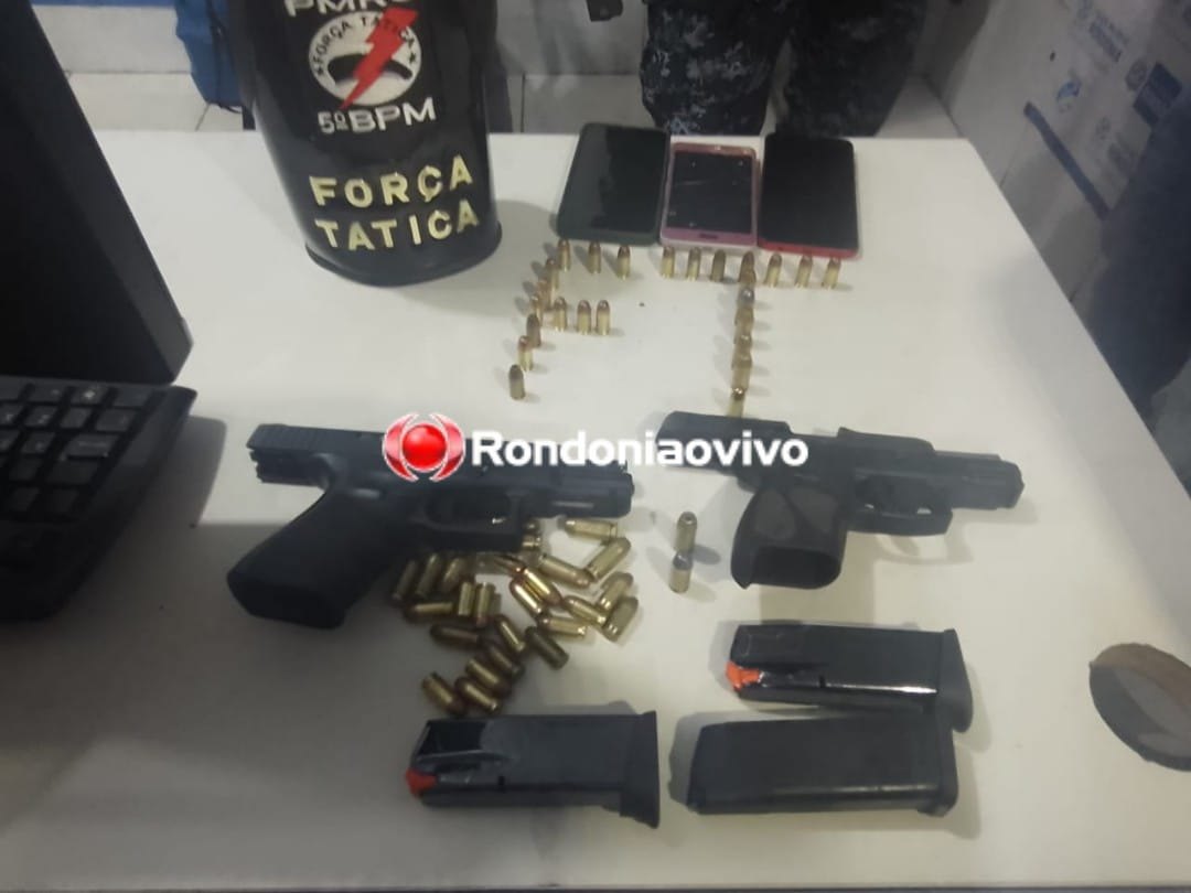 BRIGA ENTRE RIVAIS: Alvos de ataque a tiros são presos com duas pistolas no Teixeirão 