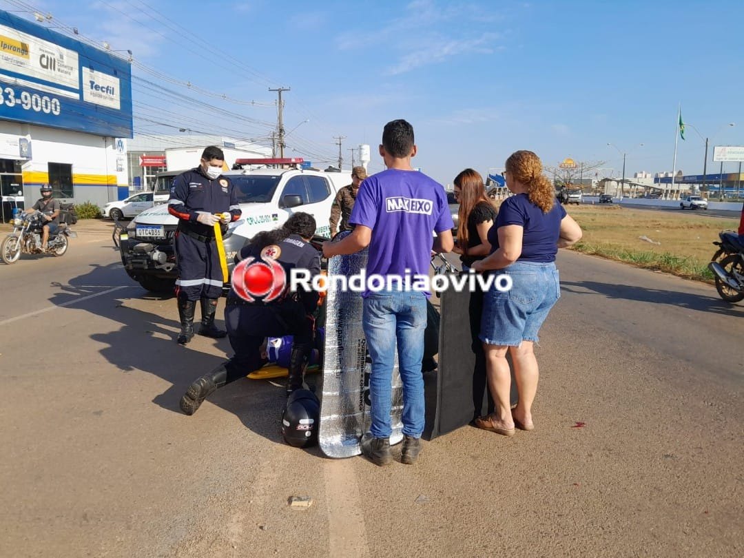ACIDENTE: Colisão na traseira de carro deixa motociclista ferido na Rua da Beira