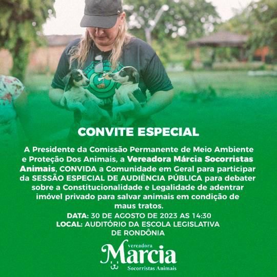 MÁRCIA SOCORRISTA: Vereadora realizará Audiência Pública sobre resgate de animais em imóveis privados