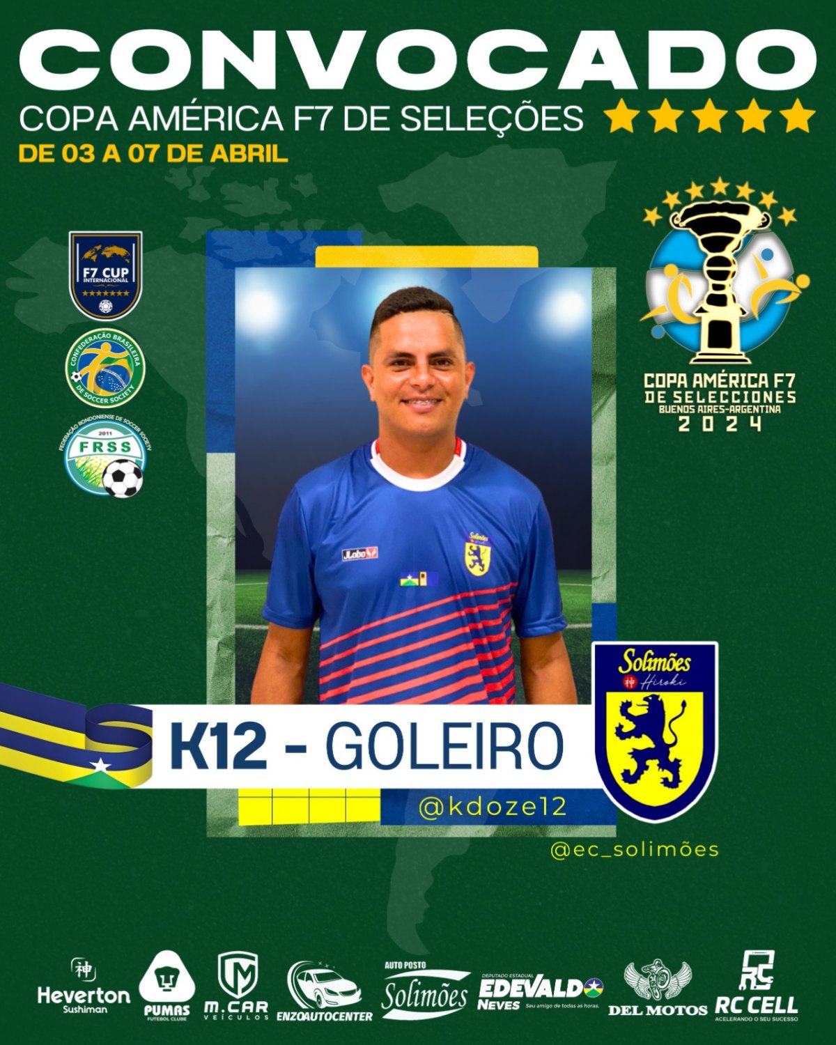 COPA AMÉRICA: Rondônia terá cinco atletas Seleção Brasileira de Futebol Soccer Society