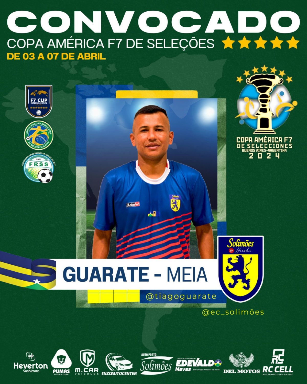 COPA AMÉRICA: Rondônia terá cinco atletas Seleção Brasileira de Futebol Soccer Society