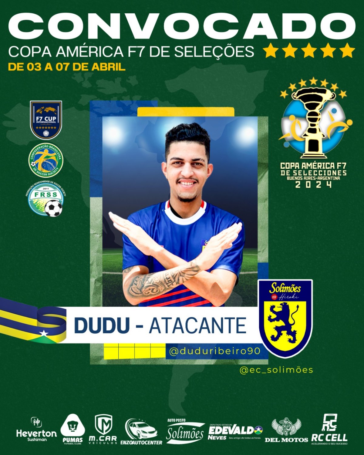 COPA AMÉRICA: Rondônia terá cinco atletas Seleção Brasileira de Futebol Soccer Society