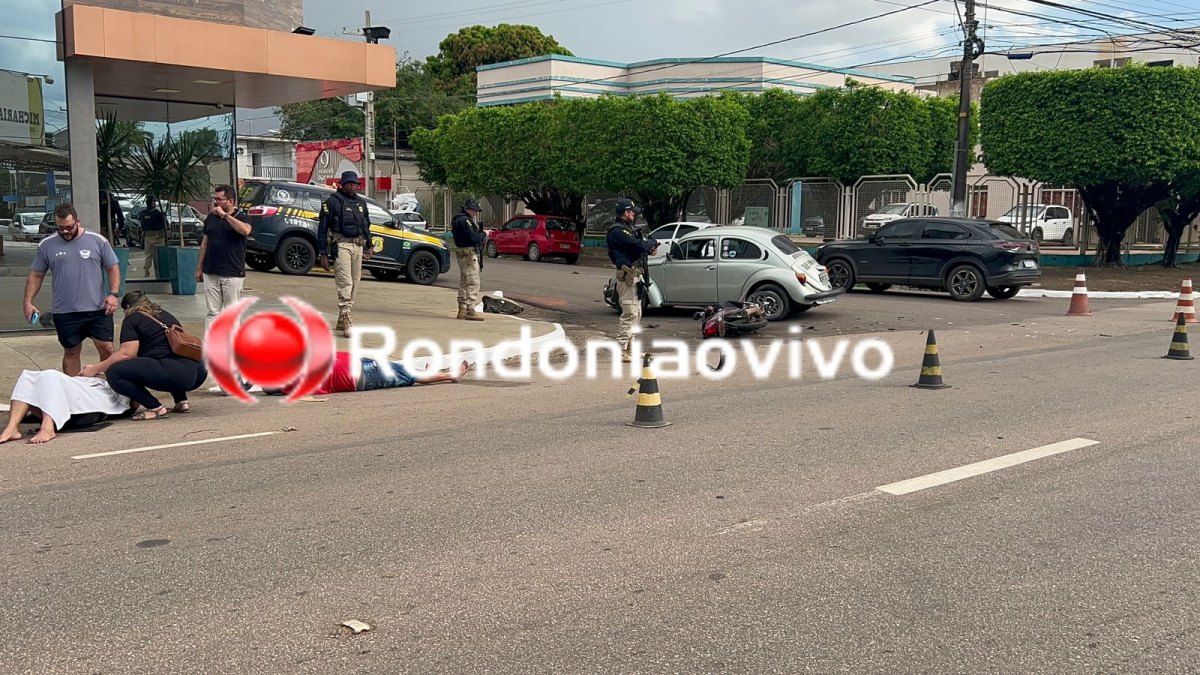 BATIDA NO FUSCA: Casal fica gravemente lesionado em acidente na Pinheiro Machado