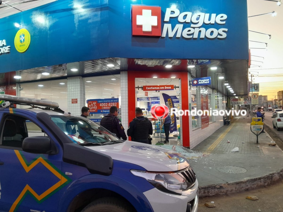 NO CENTRO: Farmácia Pague Menos é alvo da criminalidade na madrugada 