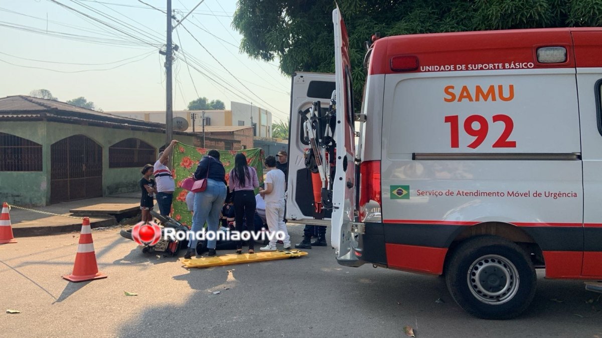 ZONA LESTE: Mulher em moto fica gravemente ferida ao invadir preferencial e causar acidente 