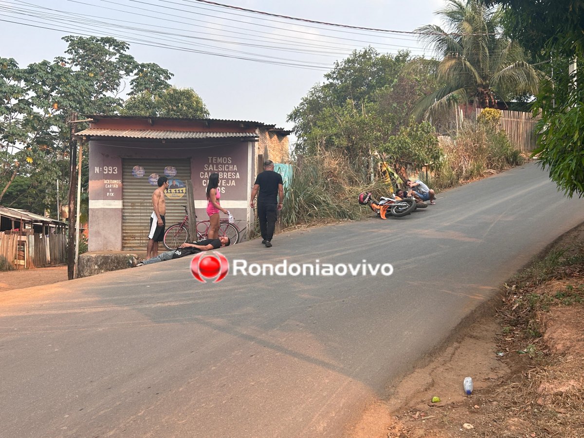 EMBRIAGADOS: Ocupantes de moto sofrem grave acidente em ladeira no Centro