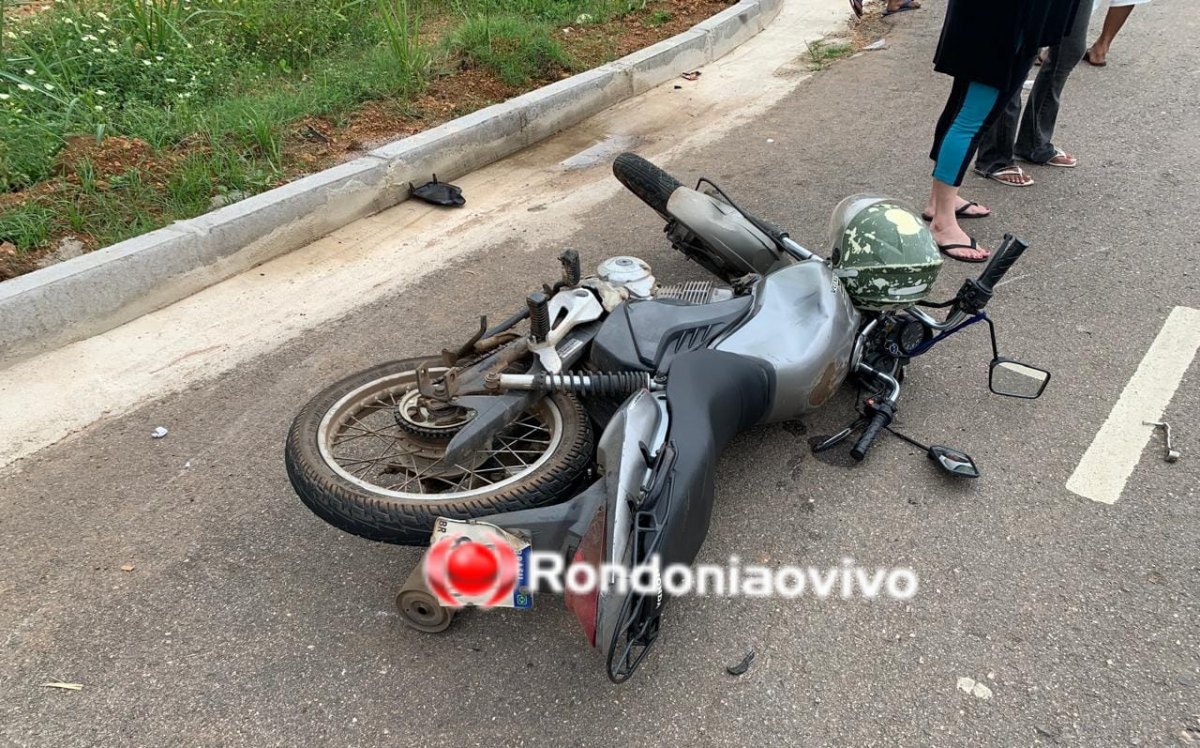 LESIONADO: Motociclista é atropelado por carro na feira livre