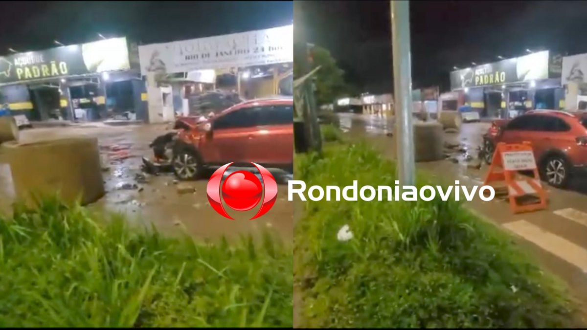 NA RIO DE JANEIRO: Carro Nivus fica destruído após bater contra manilhas em obra