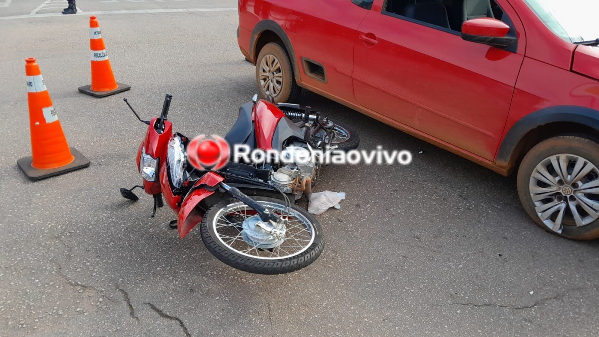 URGENTE: Mulher fica seriamente ferida após carro avançar preferencial no Centro 