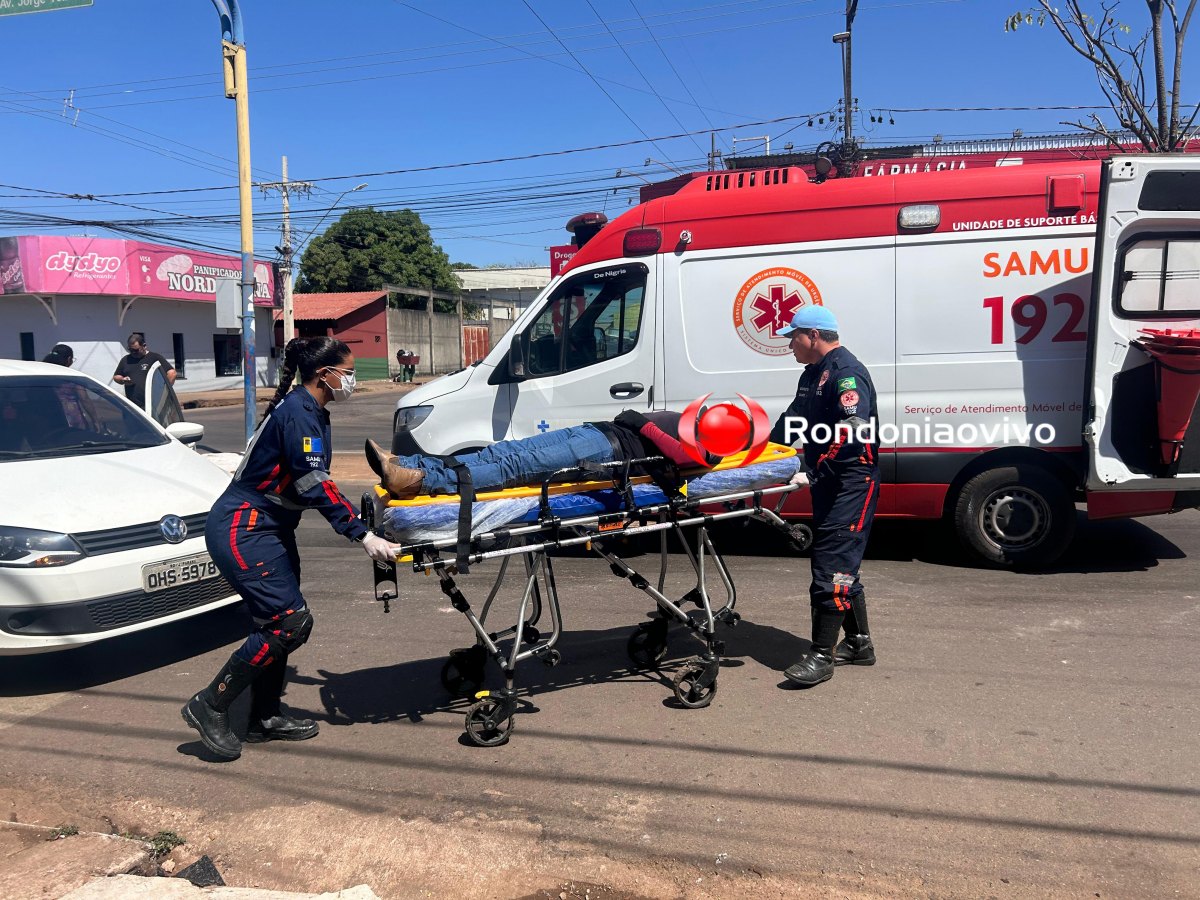 URGENTE: Moto aplicativo e passageira ficam feridos em acidente na Guaporé 