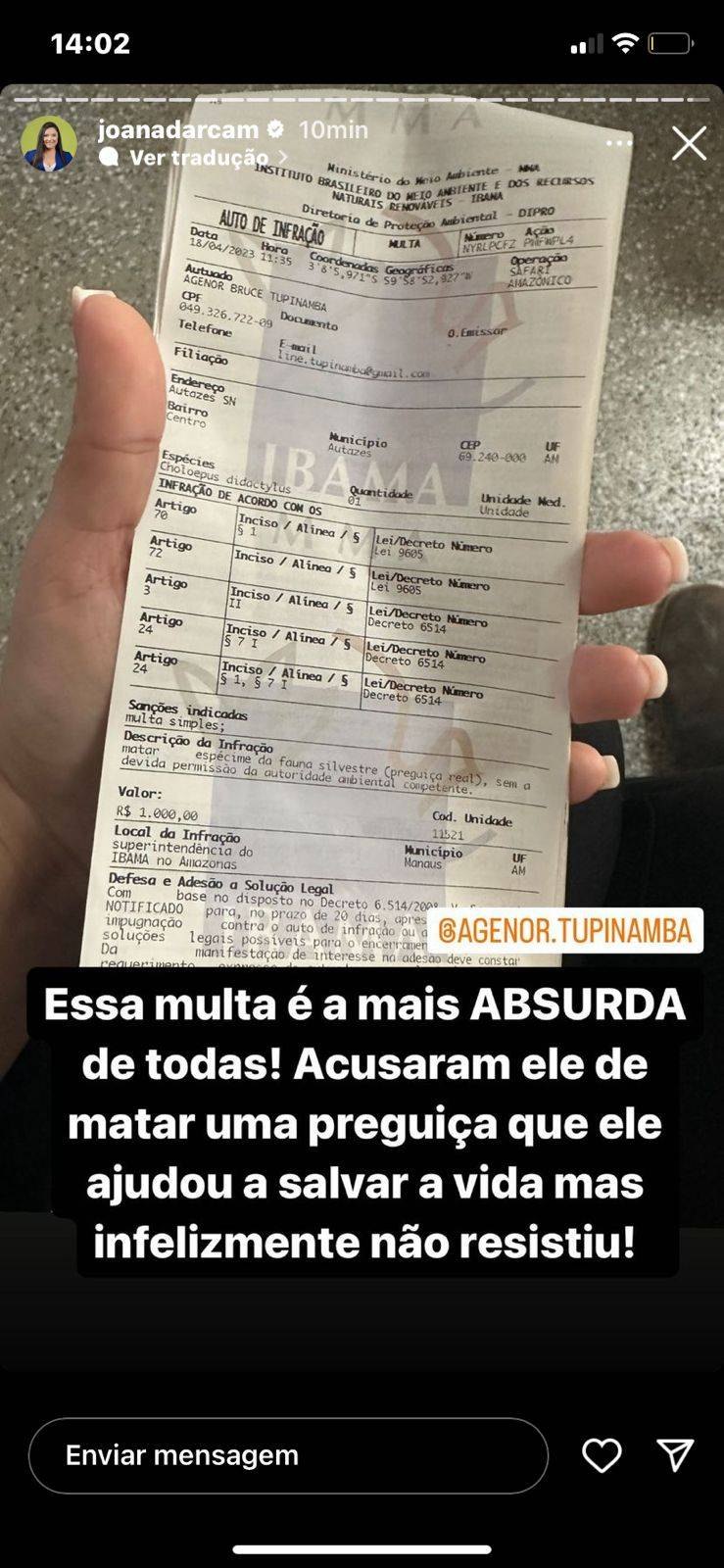 CONTRASSENSO: Ibama também determina entrega de papagaio de influenciador 