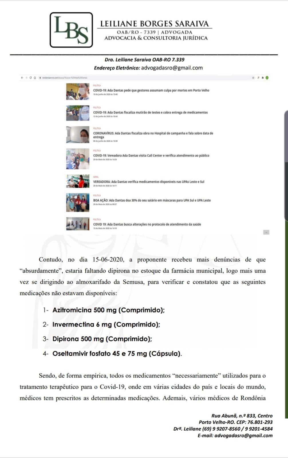 VEREADORA: Ada Dantas aciona a Justiça para obrigar prefeito a comprar medicamentos