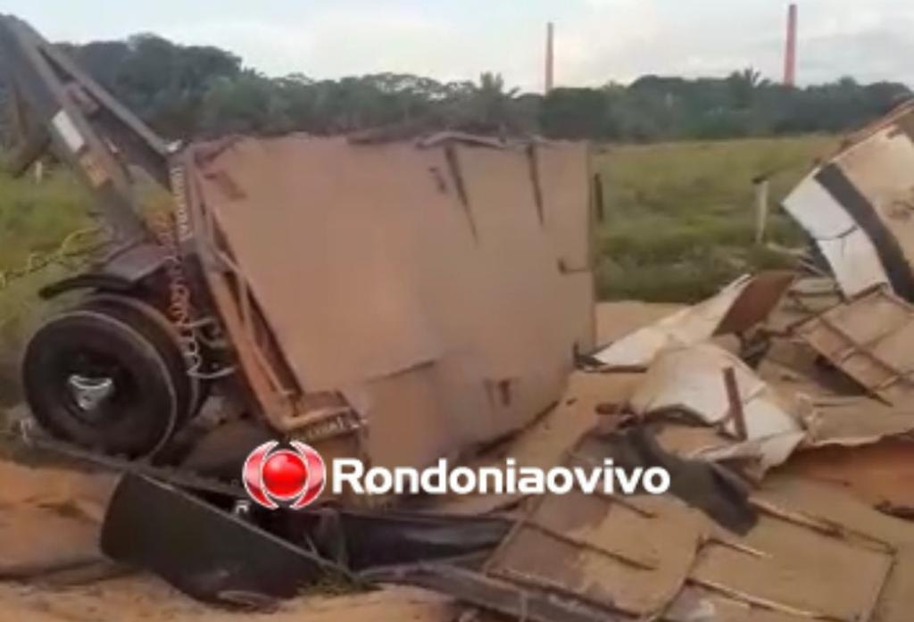 DESGOVERNADA: Carreta tomba na Estrada da Penal após motorista perder controle da direção - VÍDEO