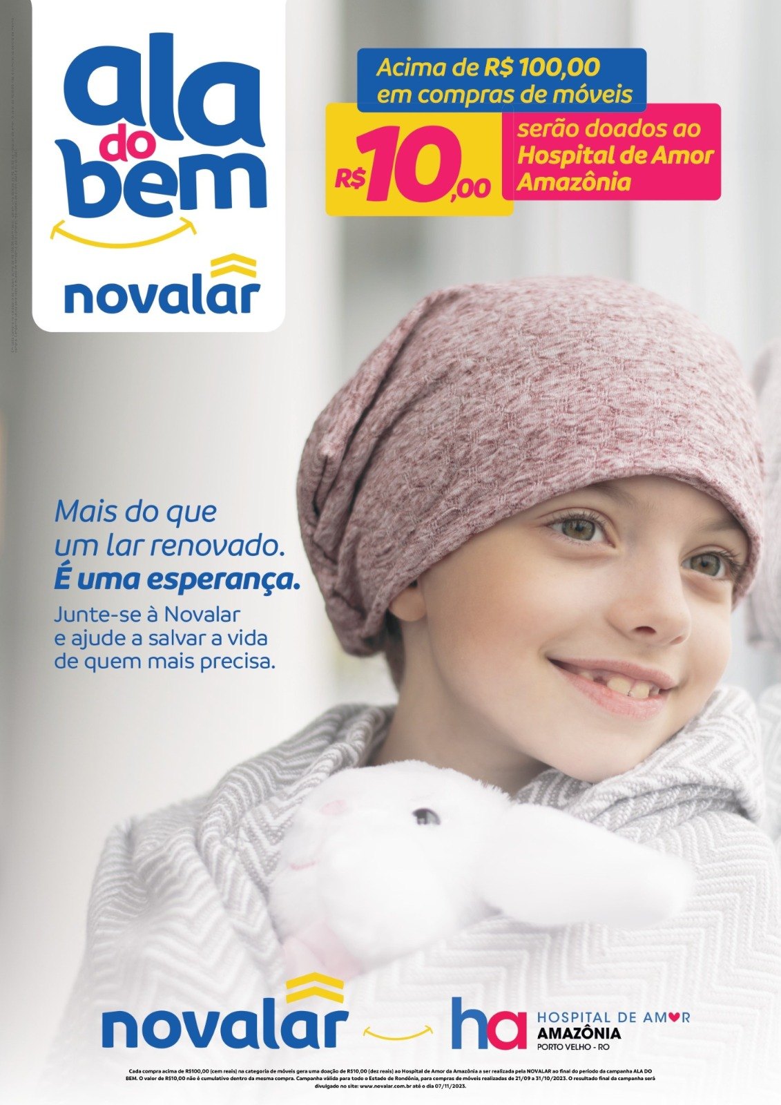 ALA DO BEM: Novalar e Hospital de Amor da Amazônia se unem em campanha solidária