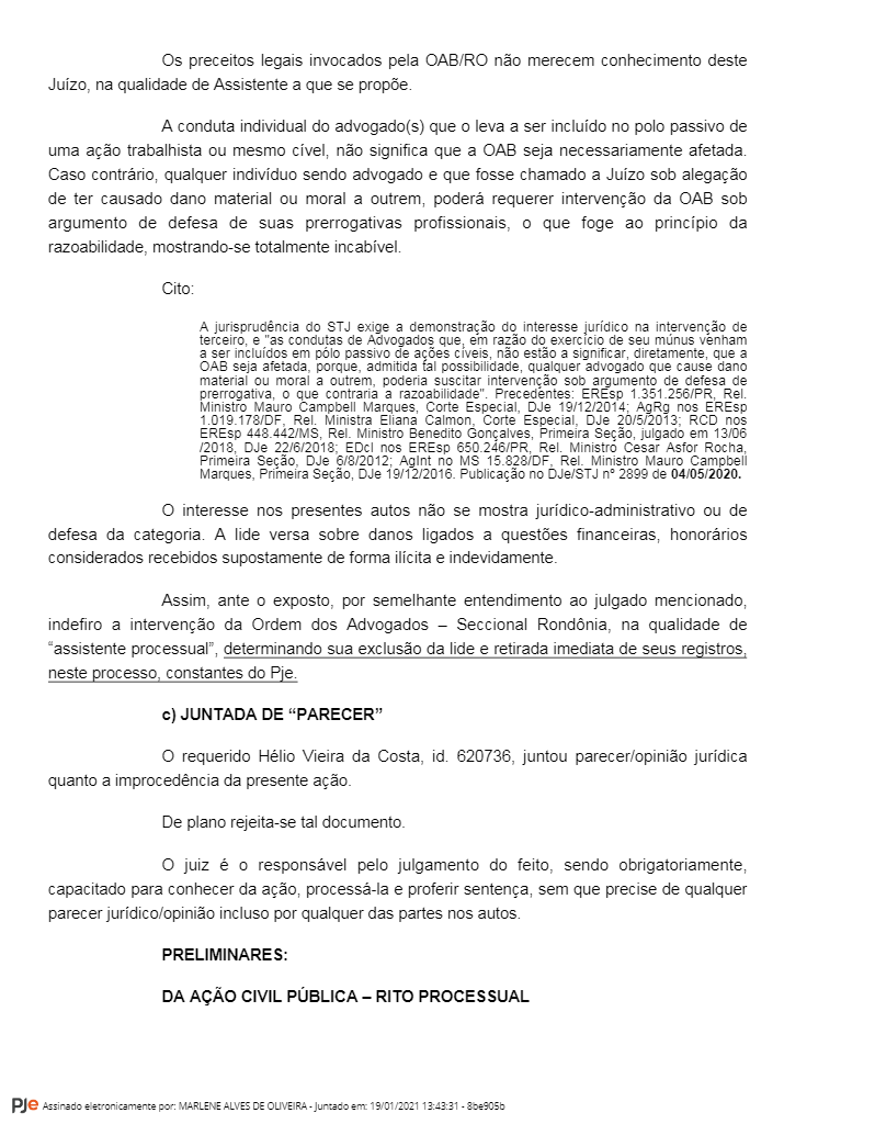 PRECATÓRIOS DO SINTERO: Advogados não vão receber honorários, decide Justiça do Trabalho