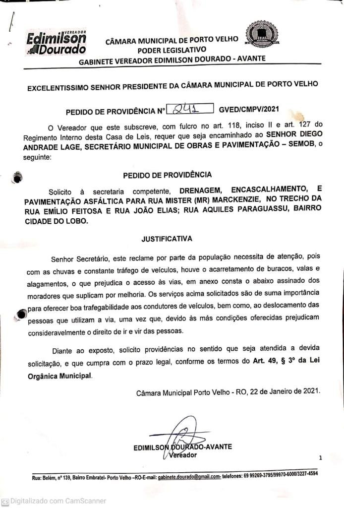  VEREADOR: Semob realiza serviços no bairro Cidade do Lobo a pedido de Edimilson Dourado