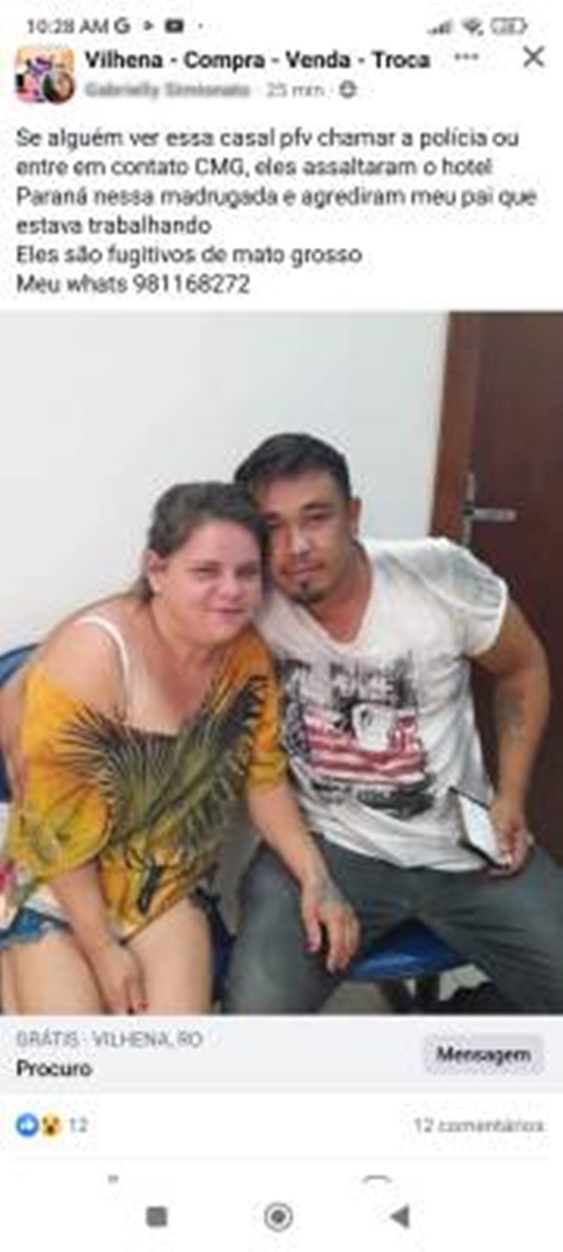 NEGARAM TUDO: Casal agride comerciante e filha da vítima publica foto dos suspeitos