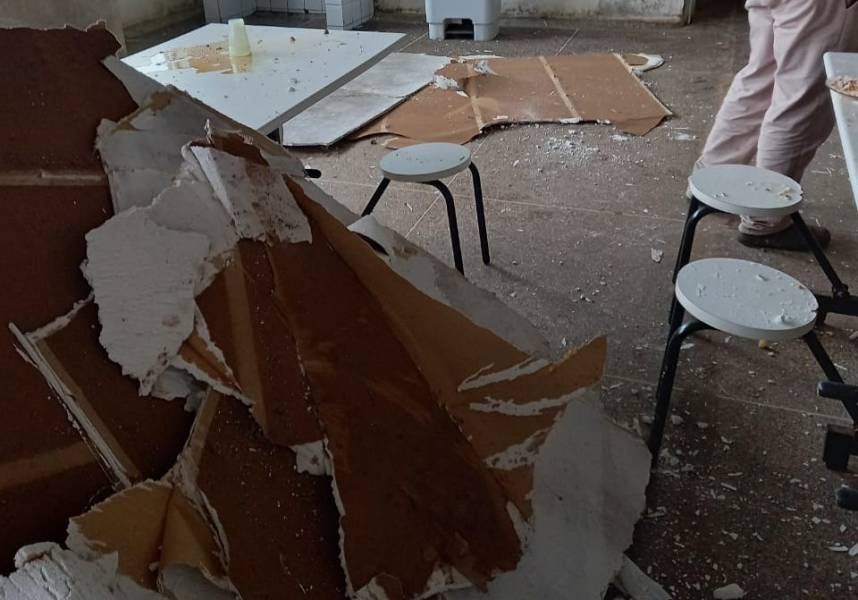 INCIDENTE: Forro de gesso desaba em cozinha do Hospital Regional de Vilhena