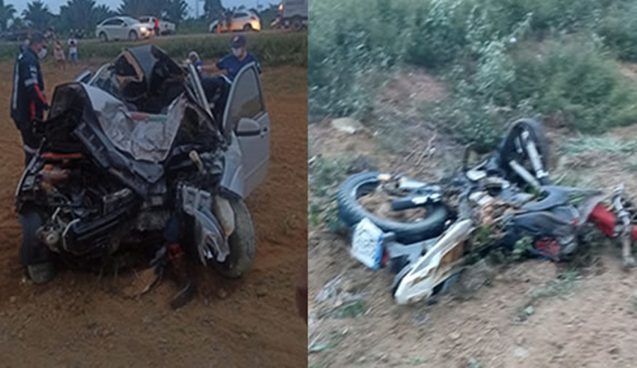 ACIDENTE: Colisão entre motocicleta e automóvel deixa três vítimas fatais em Machadinho do Oeste