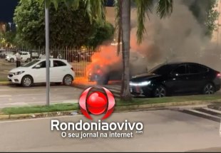 VÍDEO: Carro pega fogo em frente ao Porto Velho Shopping