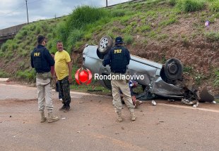 URGENTE: Motorista fica ferido após capotamento de Siena na Rua da Beira