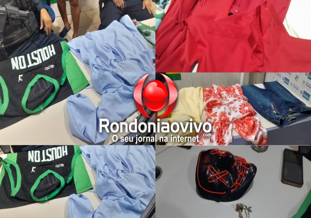 AÇÃO RÁPIDA: PM recupera roupas furtadas de loja na Avenida Calama;  Envolvidos são detidos