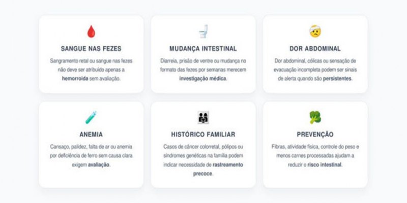 CÂNCER COLORRETAL: Sintomas que jovens e adultos não devem atribuir só à alimentação antes dos 50