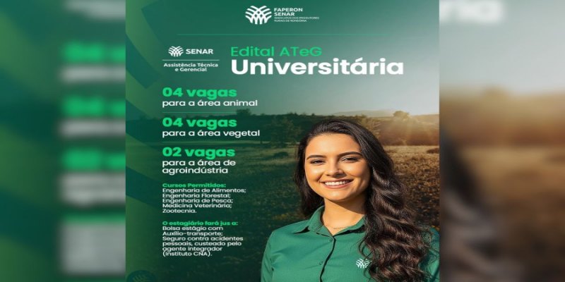 AGRO: Senar-RO está com inscrições para o Edital ATeG Universitária 