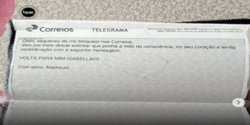 APELOU PELA VOLTA: Homem envia telegrama para ex e viraliza nas redes sociais